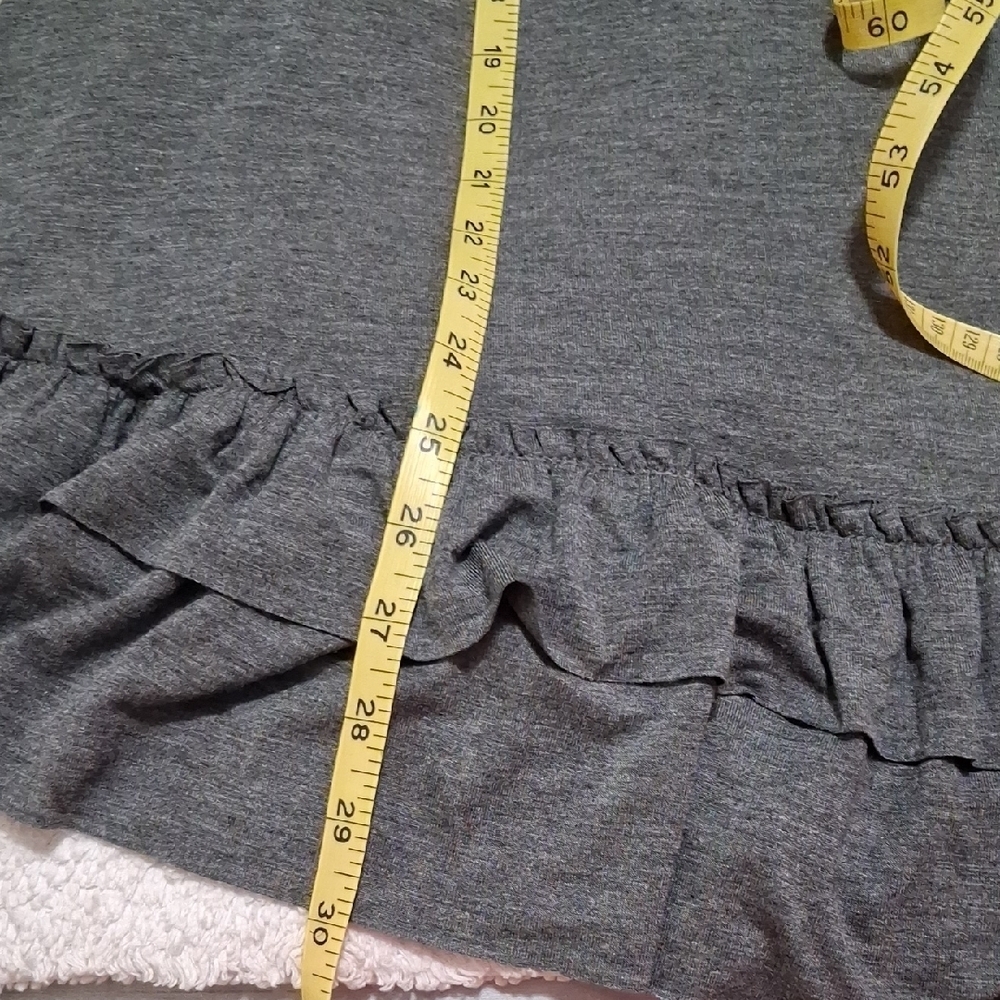Easel Charcoal Gray Ruffle Hem Tunic - Picture 6 of 7